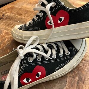 Black Sneakers with Red Heart Design